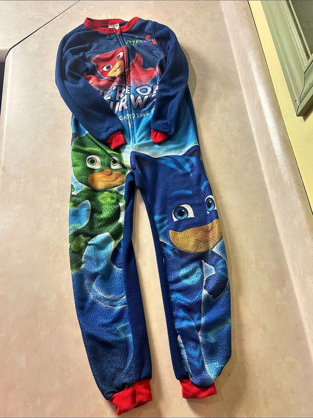 PJ Masks Fleece One-Piece Pajamas Girls Size 6 Blue & Red